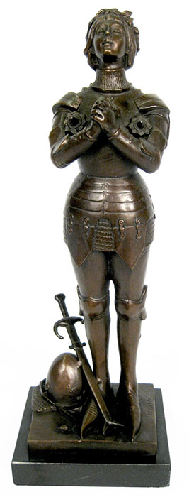 Lady In Armour Bronze Sculpture On Marble Base - Click Image to Close